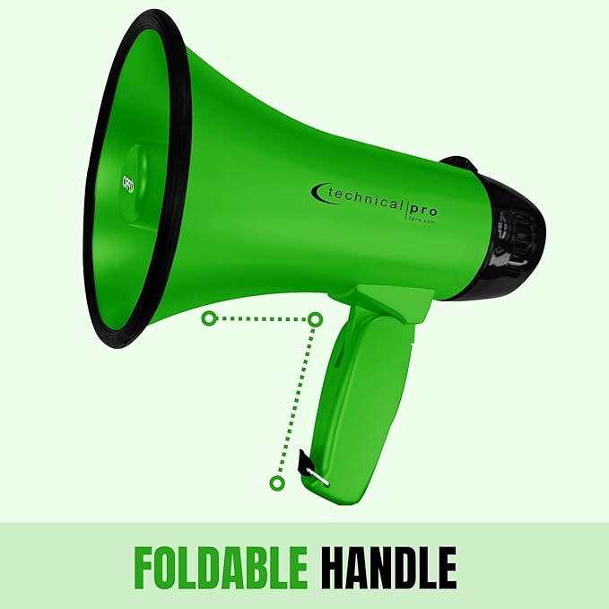 Technical Pro 20 Watts Lightweight Portable 300M Range Megaphone Bullhorn with Strap, Siren, and Volume Control, Good for Trainers, Soccer, Football, Baseball, Coaches