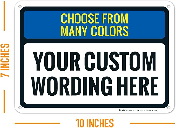 Custom Personalized Signs For Home, Office, Business, Delivery, Decor, Indoor/Outdoor Use Black Border Sign, 10x7 Aluminum Inches, Rust Free .040 Aluminum, Fade Resistant, Made in USA