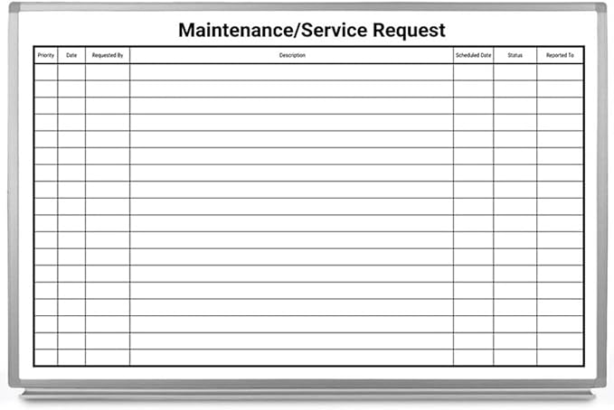 Maintenance/Service Request Whiteboard 36" x 24"