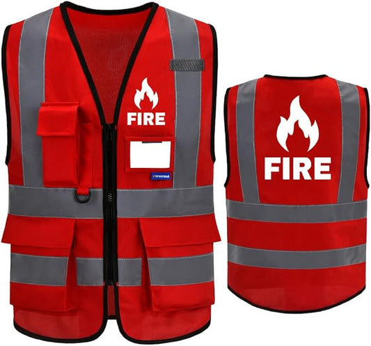 Reflective Security Safety Vests Heavy Duty with 7 Pockets and Front Zipper