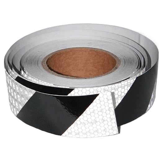 Reflective Tape Black and White 2 inch Wide for Cars, Outdoor Waterproof High Visibility Safety Warning Adhesive Strips (66 feet)