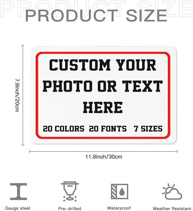 Custom Metal Sign, Personalized Aluminum Sign for Office, Business, Workplace, office, Home, Airbnb, Delivery Signs, 12x8 Inch