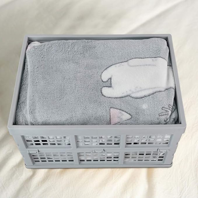 Hespapa 35 Quart Folding Crates, Plastic Collapsible Storage Container Milk Crate Baskets(Grey, 2 Pack)