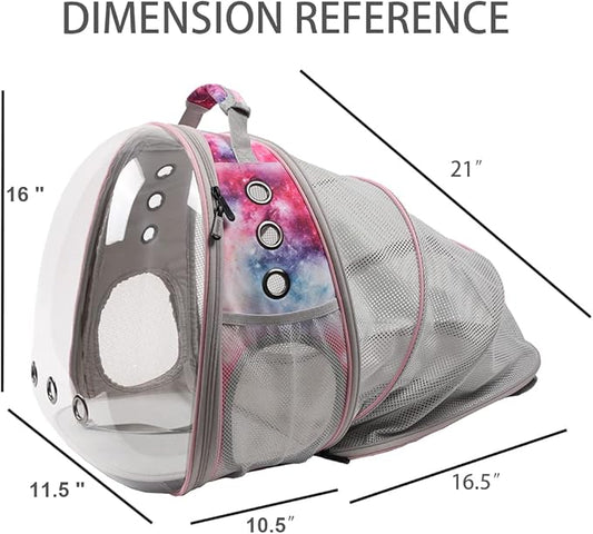 halinfer Galaxy Pink Cat Backpack Carrier for Kitten, Fit up to 12 lbs, Space Capsule Astronaut Expandable Pet Bag to Carry Small Animals, Bunny and Puppy, Cat Transport Vet Vist Bag