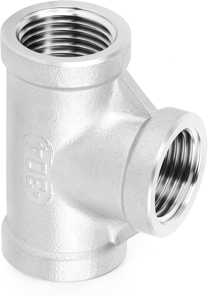 TAISHER 5PCS Stainless Steel Tee Pipe Fittings, 1/4" x 1/4" x 1/4" NPT Female Pipe Fittings