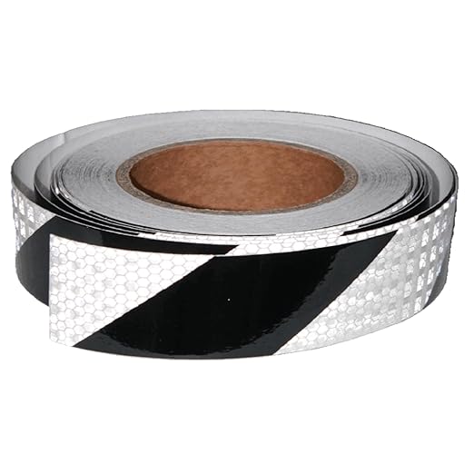 Black White Reflective Tape Outdoor Waterproof 1 inch Wide, High Visibility Hazard Safety Industrial Marking Tape (66 feet)