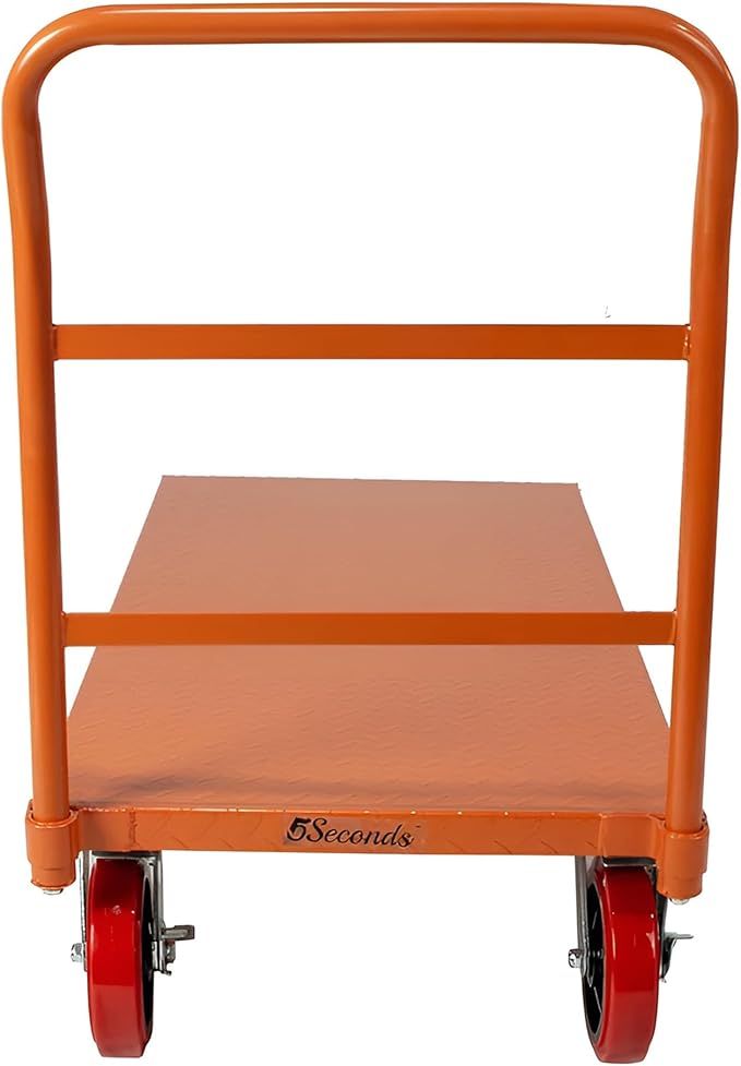 5Seconds Flatbed Platform Cart Industrial Dolly Heavy Duty 48” x 24” Platform Hand Push Truck Super Heavy Duty Diamond Plate Flatbed Cart with 3000Lb Capacity 8'' Swivel Wheels with Lock