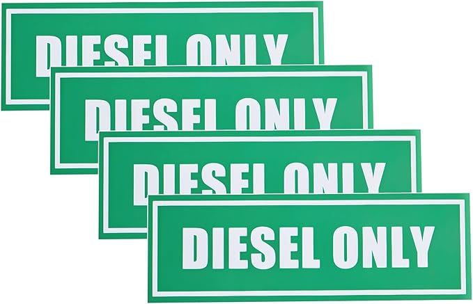 4PCS Diesel Only Vinyl Labels for Trucks Equipment Durable Weather Resistant Easy to Apply 2 Inch x 6 Inch