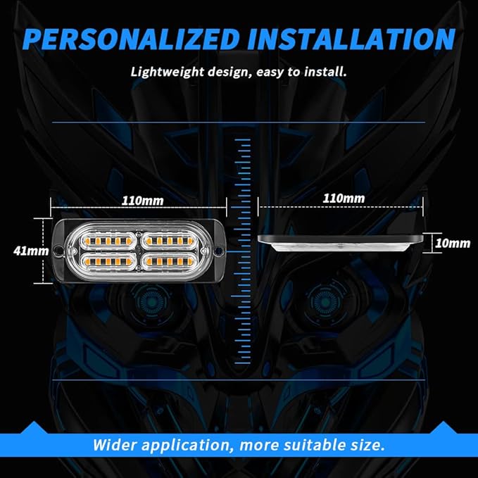Upgraded LED Emergency Strobe Warning Lamps Kit, 4 Pods 20LEDs, 18 Flash Patterns for Warning, Side, Prompt, Marker, Beacon Light (Blue)