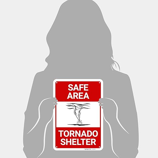 Safe Area Tornado Shelter Sign, 10x7 Inches, Rust Free .040 Aluminum, Fade Resistant, Made in USA by Sigo Signs