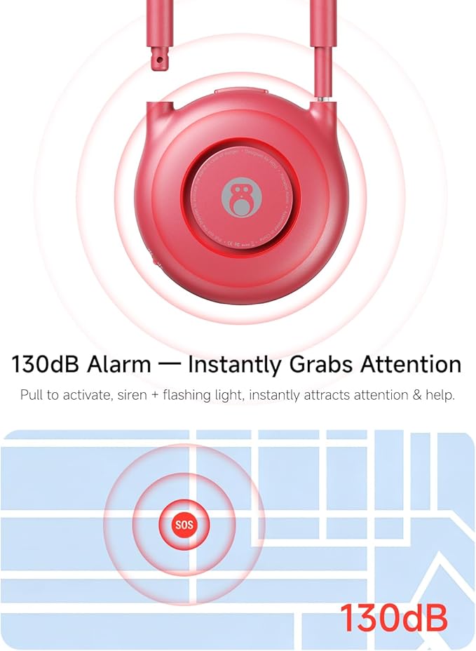 HOU Personal Safety Alarm for Women – Super Loud 130dB USB-C Rechargeable Alarm with 4 LED Light Modes & Long Battery Life – Self Defense Keychain for College Girls & Seniors, Magenta