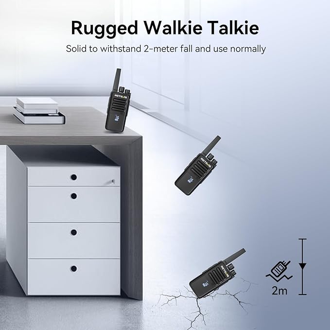 Retevis RT68H Walkie Talkies Long Range, Rugged 2 Way Radio with Earpiece, 1200mAh, Hidden Display, 9-Level Squelch, License-Free Two Way Radio(10 Pack with 10 Way Charger)