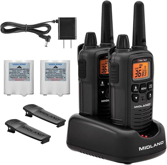 Midland LXT600VP3 FRS Walkie Talkies - Long Range 36-Channel Two-Way Radios, NOAA Weather Alerts(2-Pack, Black)