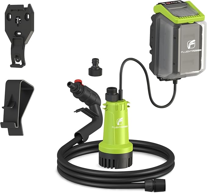 FLUENTPOWER Cordless Submersible Water Transfer Pump, 530GPH 2Bar, Portable Sump Pump, Compatible with DEWALT 20V MAX Battery (Not Included)