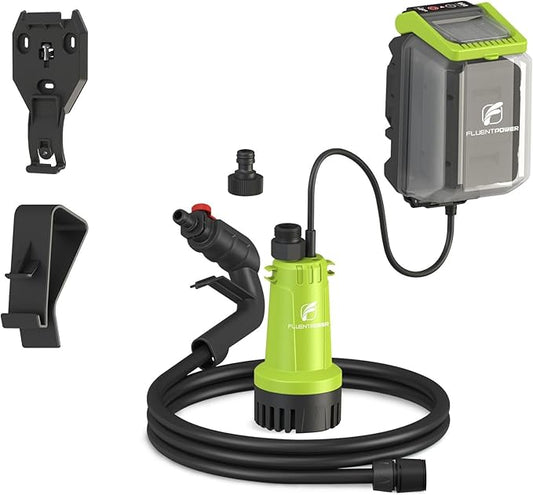 FLUENTPOWER Cordless Submersible Water Transfer Pump, 530GPH 2Bar, Portable Sump Pump, Compatible with DEWALT 20V MAX Battery (Not Included)