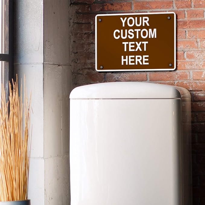 Aluminum Weatherproof Metal Sign Multiple Sizes Custom Personalized Text Here Brown White Recreational Horizontal Street Signs 24x18Inches