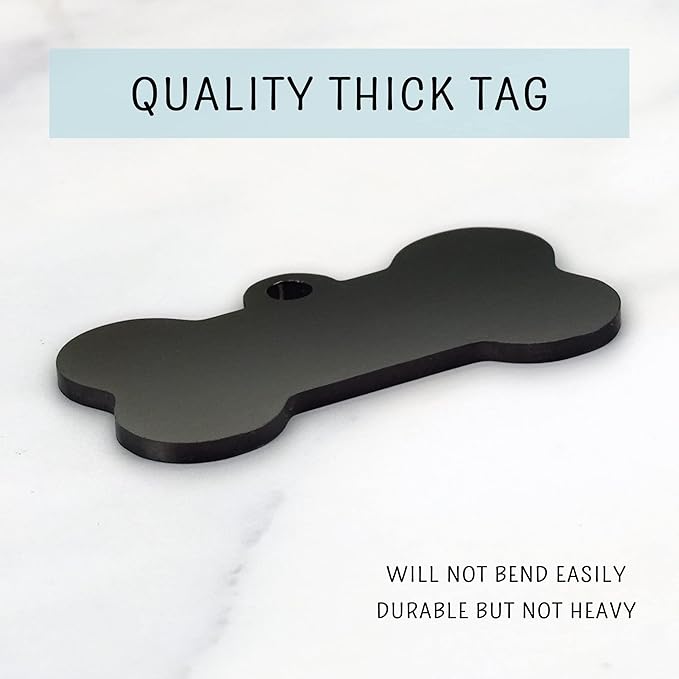 Ultra Joys Personalized Dog Tags for Pets - Durable Stainless Steel Customizable Dog Cat ID Tags - Dog Tags for Safety Optional Engraved on Both Sides -Bone Shape Dog Tag Large Size, Black