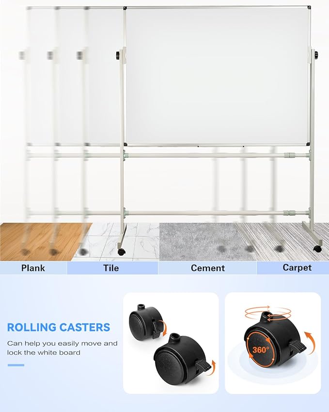ROCOFF Whiteboard Easel Stand Only, Mobile Rolling Whiteboard Stand, Adjustable Width Stand for Dry Erase White Board for Home, Office, Classroom and School.