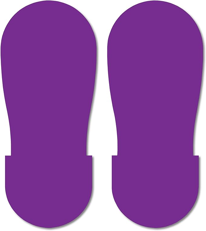 Mighty Line Big Footprints Floor Marking Tape for Safety, Caution, Warning, Heavy-Duty, Peel and Stick, Adhesive, Industrial Quality, 12" Long x 5" Wide, Purple, Pack of 50