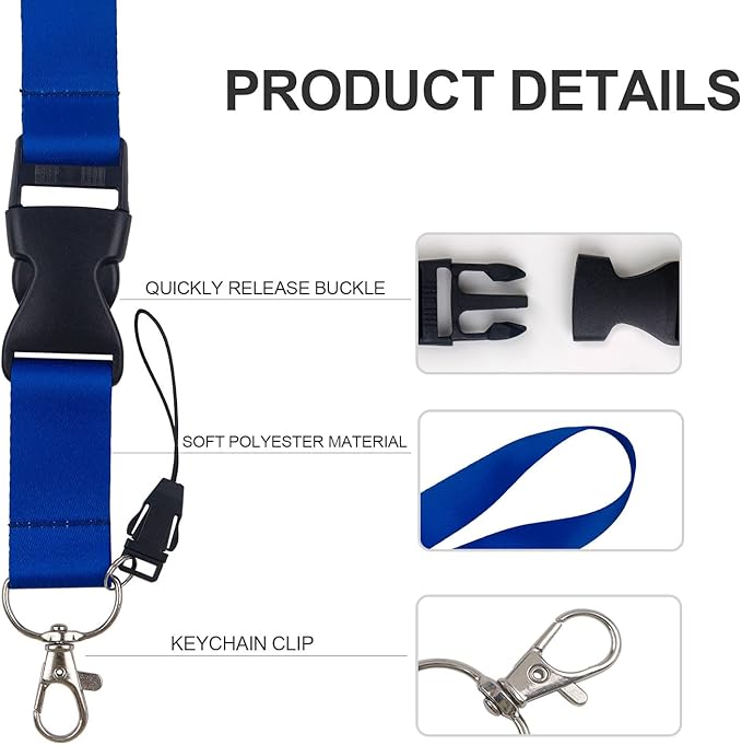 Blue Lanyards for Id Badges, Teacher Lanyard with Id Holder, Retractable Heavy Duty Badge Reel with Keychain, Breakaway Lnayard for Women Teacher Nurse