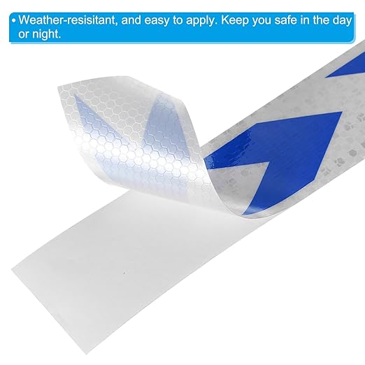 PATIKIL Reflective Tape, 2 Inch x 20 ft Waterproof Self Adhesive High Visibility Safety Warning Arrow Tape Outdoor Reflectors for Trucks Trailers Cars, White Blue
