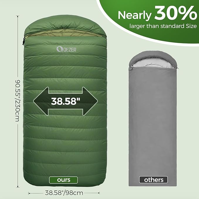 XL Sleeping Bag-600 Fill Power Down Sleeping Bag for Adults, Ultralight Ideal for Backpacking, Camping, Hiking