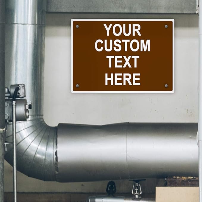 Aluminum Weatherproof Metal Sign Multiple Sizes Custom Personalized Text Here Brown White Recreational Horizontal Street Signs 24x18Inches