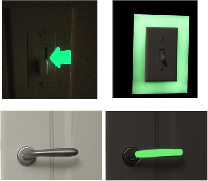 32.8 ft x 1 inch Glow in The Dark Tape - Luminescent Emergency Roll/Luminous Photoluminescent Safety Egress Markers Stairs, Walls, Steps, exit Sign.