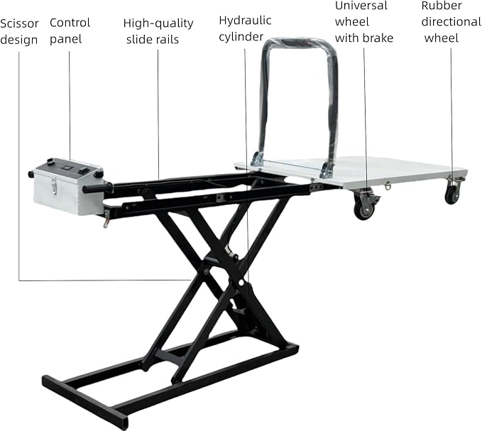 Electric Hydraulic Lift Trolley ，Folding Material Elevator，Can be Easily Transported Goods to Trucks and Warehouse Racks，It is Suitable for Various Types of Roads and Vehicles.（Customizable ）