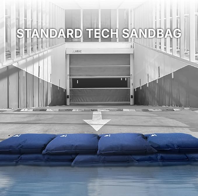 WEIBAO Standard Tech Sandbags - 5 Pack (24" x 16"), Dark Blue | WB-600-A | Water-Activated Flood Barriers, Sandless Sandbags, Absorbent Water Blocker