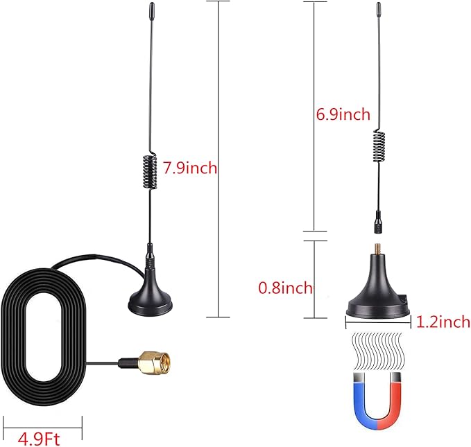 Portable Radio Signal Antenna SMA-Male, Outdoor TV FM Stereo Antenna,33Ft Ultra-Low Loss Coax Signal Extension Cable with 6pcs Universal Antenna Adapter for FM Radio Portable TV