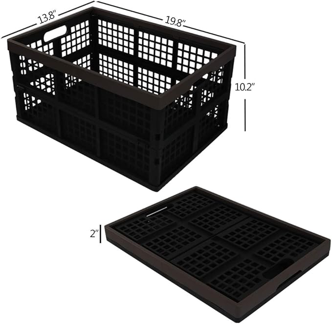 Morcte 3-Pack 42 L Plastic Collapsible Storage Crates, Stacking Folding Storage Basket