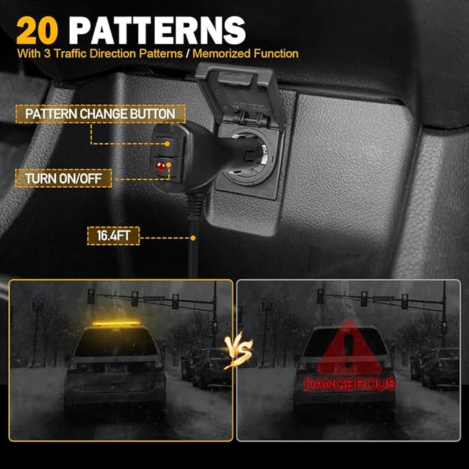 ASPL 31 inch Low Profile Rooftop Emergency Strobe Lights Bar Full Aluminum Flashing Safety Warning Traffic Advisor Lightbar Hazard Snow Plow Light for Trucks Tow Construction Vehicles (Amber)