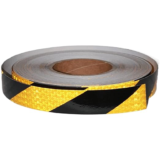 Yellow Black Reflective Tape 1 inch Wide for Trailer, Outdoor Waterproof High Visibility Safety Warning Adhesive Strips (166 feet)