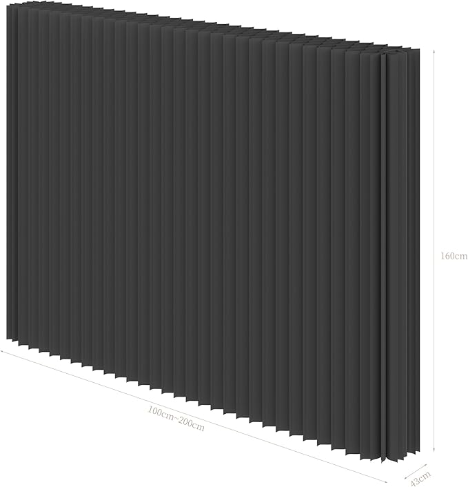 Paper Room Divider, Folding Privacy Screen Lightweight Stretchable Accordion Room Divider Wall, Portable Paper Wall Divide for Home, Office, Clothing Shop (Black, L：79in x W: 17in x H：63in)