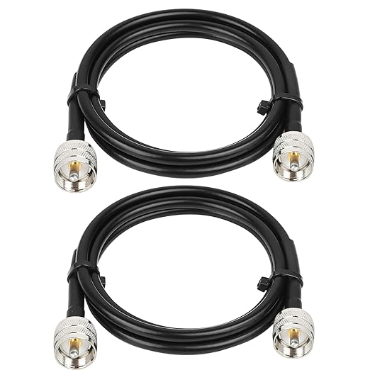RG8x Jumper Cable 4ft,2 Pack PL259 Jumper CB Coax Cable 50 Ohm,UHF PL259 Male to Male Low Loss CB Antenna Extension for HAM Radio,VHF Radio,SWR Meter,Antenna Analyzer