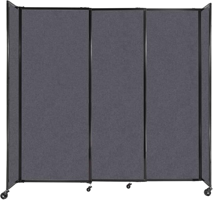 Versare Straightwall Sliding Portable Wall Partition | Freestanding Office Dividers | Locking Wheels | Temporary Room Separator | 7'2" Wide x 6'10" Tall Dark Gray SoundSorb Panels