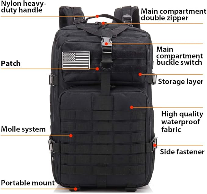 ROARING FIRE Tactical Backpack, Expandable Molle Backpack for The Outdoor, Hiking, 3 Day Pack, Bug Out Bag,