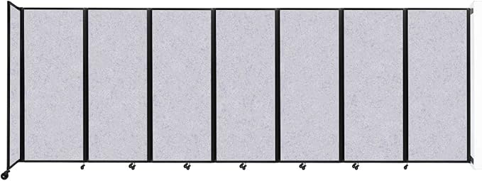 Versare Room Divider 360 Wall-Mounted Folding Partition | Locking Wheels | Temporary Room Separator | 19'6" x 6'10" Marble Gray SoundSorb Panels