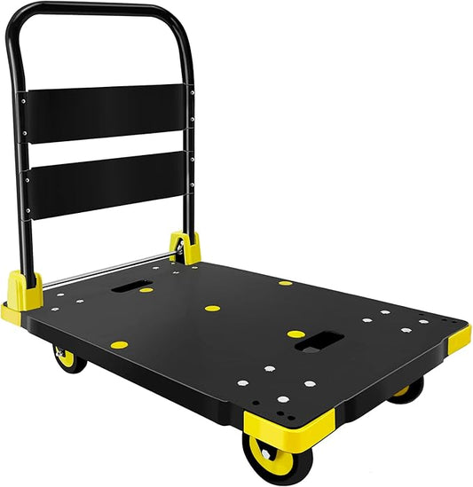 Platform Truck Cart 1000LBS Chinco Star Folding Push Cart Dolly Portable Moving Dolly Cart with 360° Swivel 5'' Wheels Heavy Duty Foldable Flatbed Cart for Hand Moving (35L x24W x40H in)