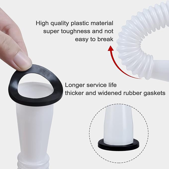 Gas Can Spout Replacement, Gas Can Nozzle Replacement (3 Kits-White). For 1/2/5/10 gallon gas cans. Upgraded replacement gas can spout with flexible nozzle, vent cap, thick rubber pad, spout cover