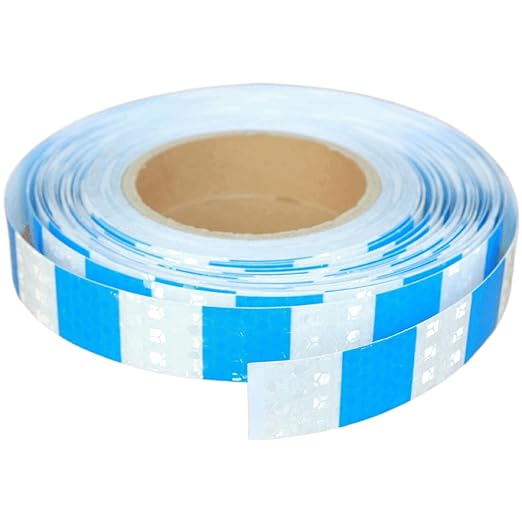 Reflective Tape Blue White 1 Inch x 68 Feet, Outdoor Waterproof Warning Reflector, Night Safety Stickers for Vehicles