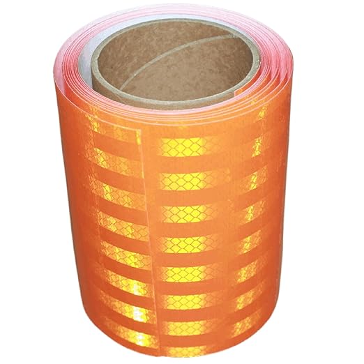 Non Fading Reflective Tape Orange Outdoor Waterproof 6 inch Wide, High Visibility Safety Warning Reflector Sticker Strips (11 feet)