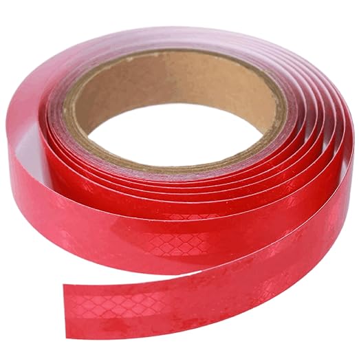 Industrial Non Fading Reflective Tape Red Outdoor Waterproof 1 inch, High Visibility Safety Warning Adhesive Stickers (16 feet)