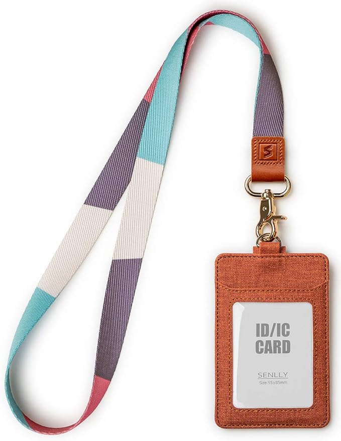 SENLLY ID Badge Holder Gift with Cute Neck Lanyard Strap, 2 Card Slots and 1 Clear ID Window, for Women and Men