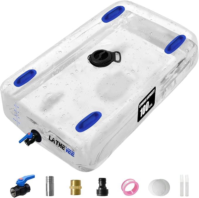 Water Storage Bladder 100 Gallon Portable Water Tank Collapsible Water Storag Bladder with Spigot Large Capacity Water Bag for Emergency Water Storage Garden Camping - Transparent