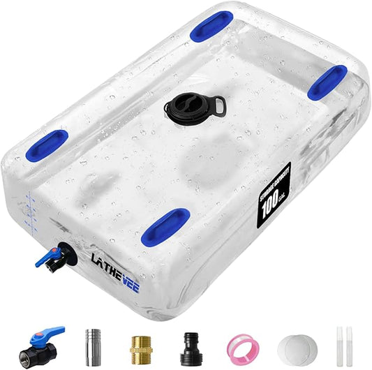Water Storage Bladder 100 Gallon Portable Water Tank Collapsible Water Storag Bladder with Spigot Large Capacity Water Bag for Emergency Water Storage Garden Camping - Transparent
