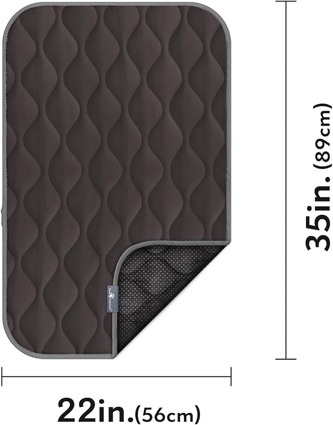 Paw Inspired Washable Padded Crate Mats for Dogs | 35” x 22” Pad, Fits 36-inch Kennels | Leakproof, Plush Pet Beds (Gray)
