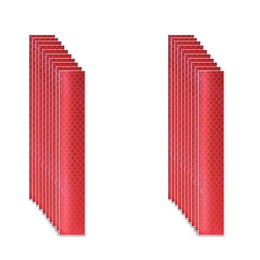 Non Fading Red Reflective Stickers 1 inch X 6 inch, Outdoor Waterproof High Visibility Warning Safety Adhesive Reflector Tape (20 Pcs)