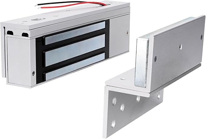 Electric Magnetic Door Lock with Z and L Bracket Outdoor Waterproof 500KG 1200lb Holding Force Electromagnet Lock 12V DC Fail Safe NC Mode for Access Control System